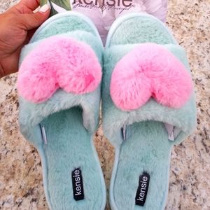Kensie heart memory foam slippers